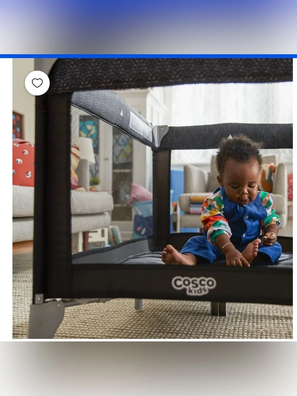 Cosco Black Baby Playard with Mesh Sides - Lightweight Travel Playpen